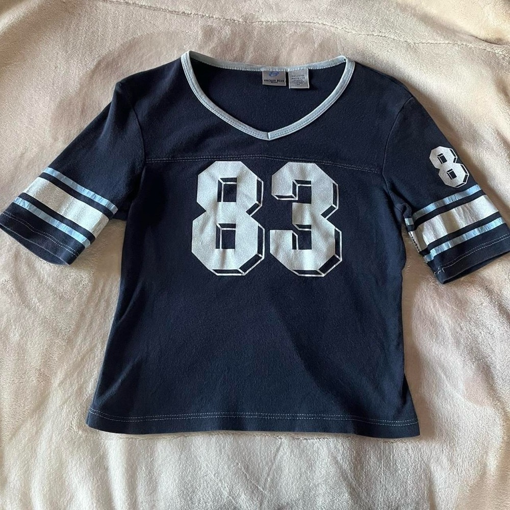 Navy Anchor Blue 83 sports jersey / T-shirt with sparkly graphic